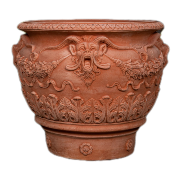 große dekorierte Terracotta Vase
